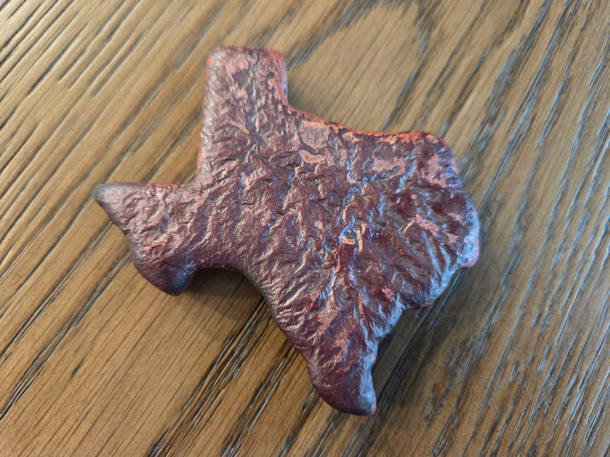 11 oz .999 copper Texas hand pour front, exact item, SKU 11OZTEXAS
