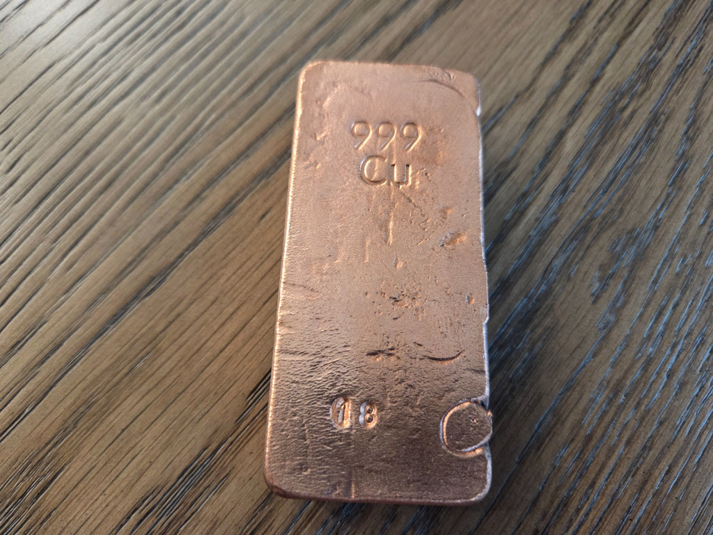 18 oz .999 Copper Hand-Poured Bar – Polished front, exact item, SKU 18OZBAR