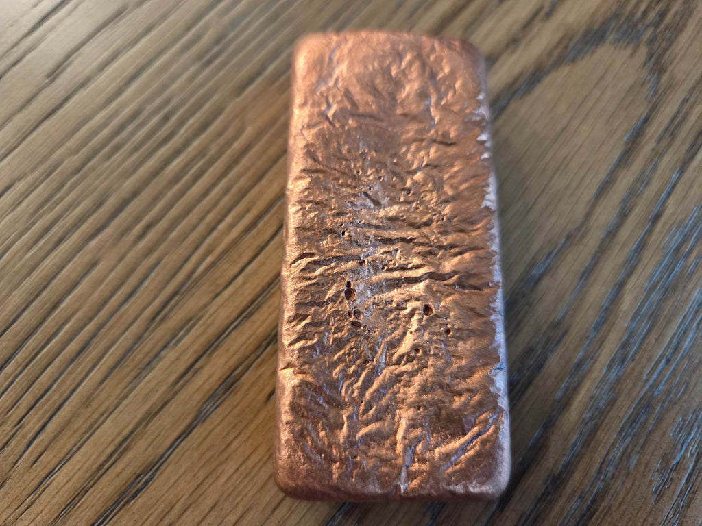 18 oz .999 Copper Hand-Poured Bar – Polished reverse, exact item, SKU 18OZBAR