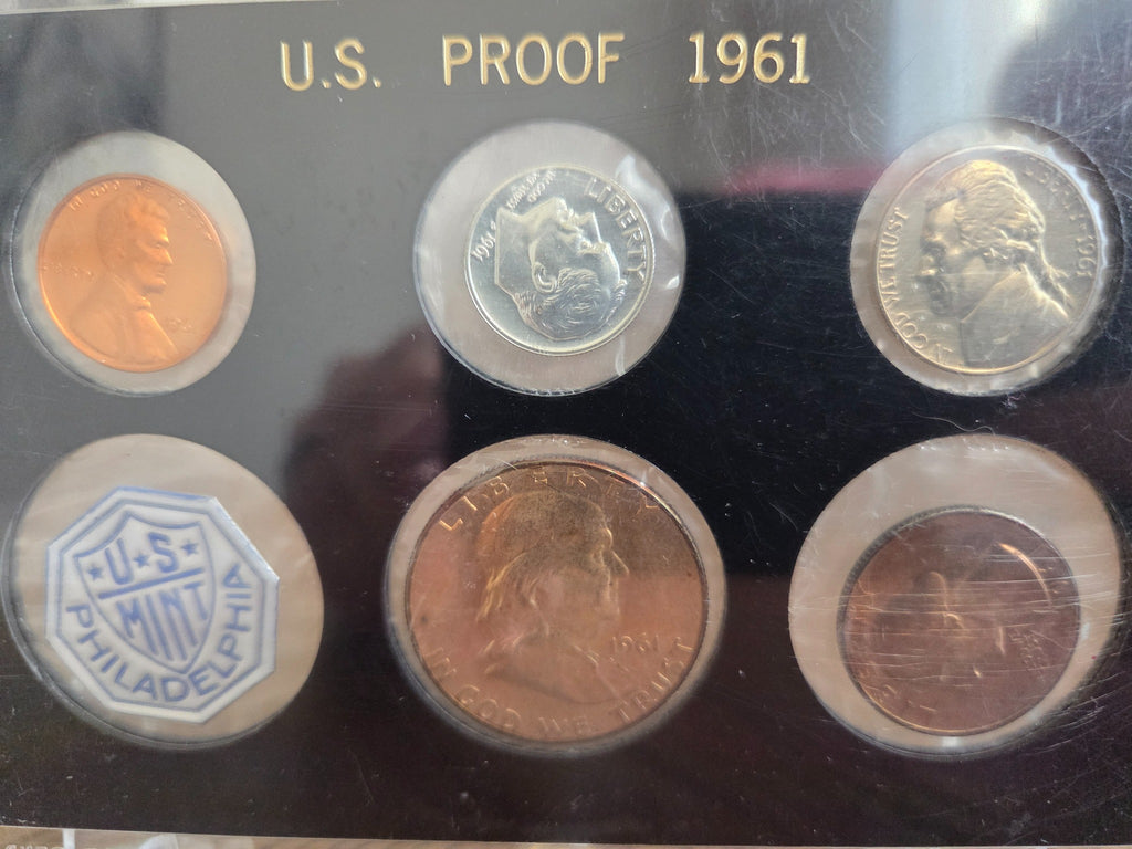 1961 U.S. Proof Set – Rainbow Toning – Original Mint Plastic in Holder – exact item photo 4