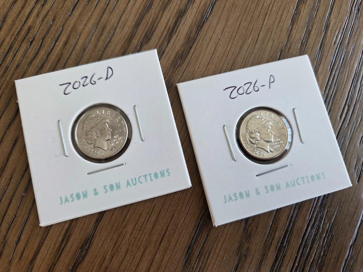 2026 P & D Emerging Liberty Dime Set – 2 Coins — representative obverse photo; coins in protective flips