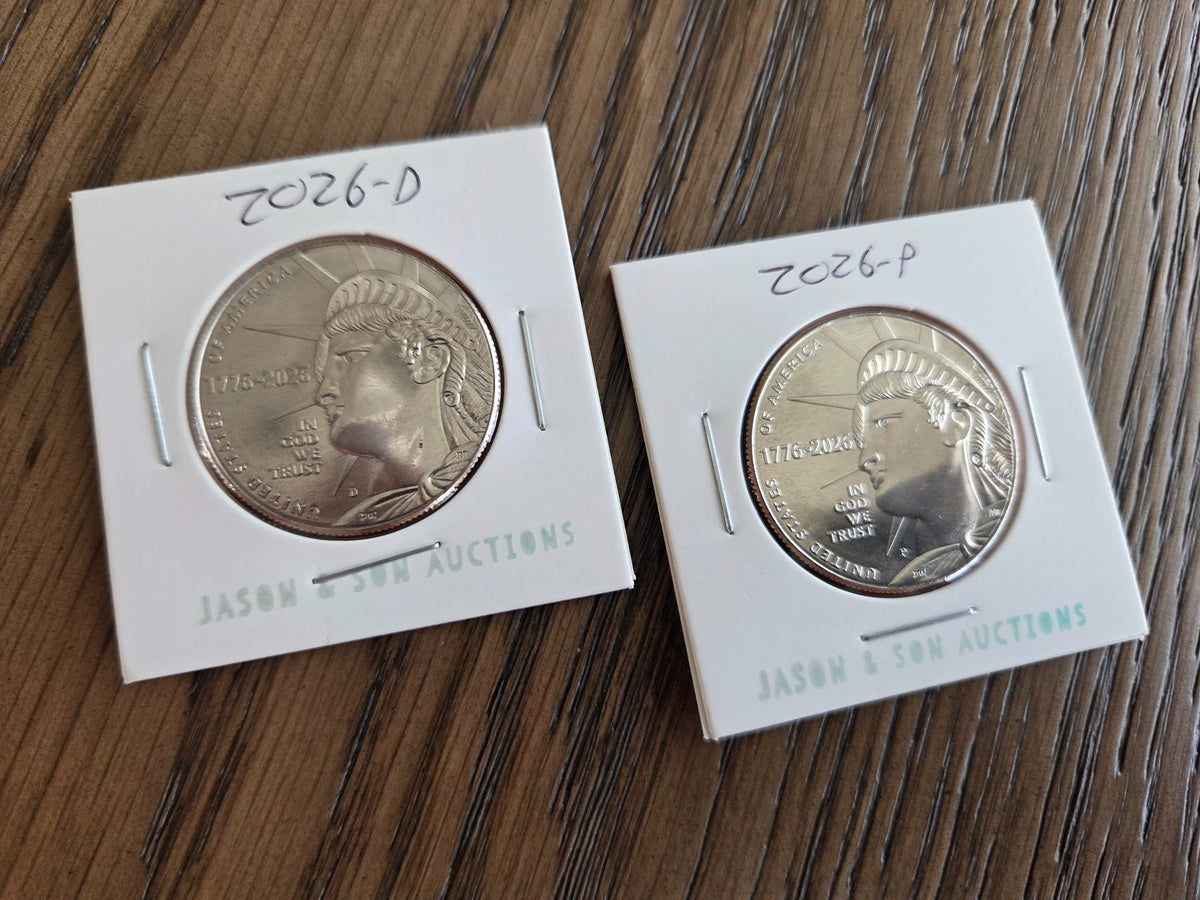 2026 P & D Enduring Liberty Half Dollar Set – 2 Coins — representative obverse photo; coins in protective flips