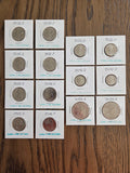 2026 P & D 14-coin set obverses: 8 Semiquincentennial quarters, nickels, Liberty dimes and halves in holders