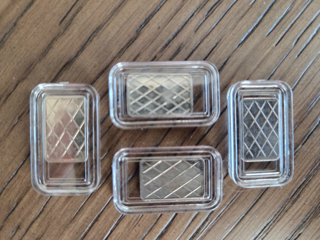 Four 1 gram .999 fine silver bars lot – reverse