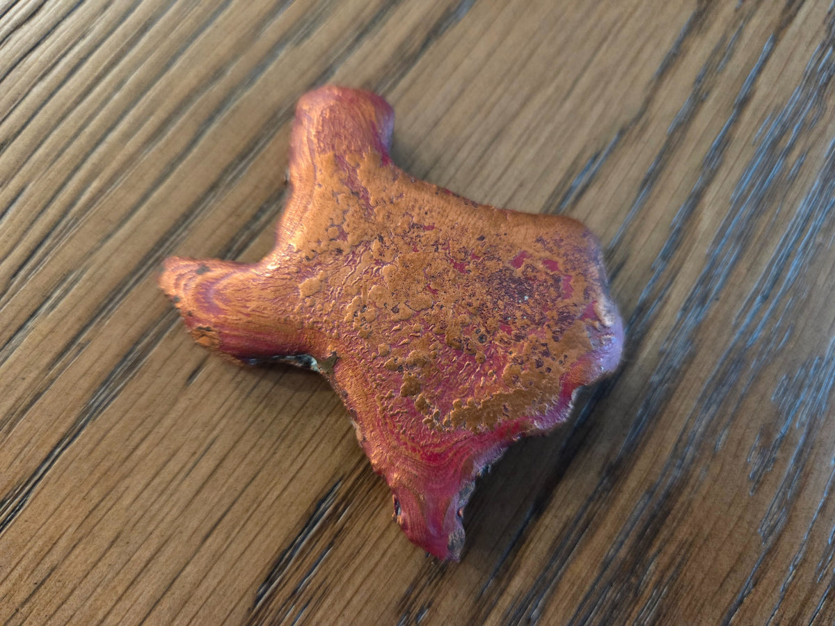 5 oz .999 copper Texas hand pour front, exact item, SKU 5OZTEXAS