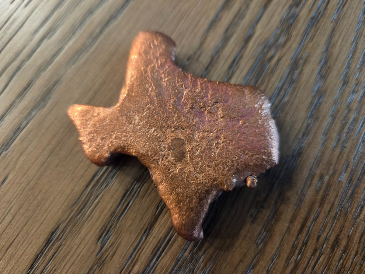 5 oz .999 copper Texas hand pour front, exact item, SKU 5OZTEXAS01