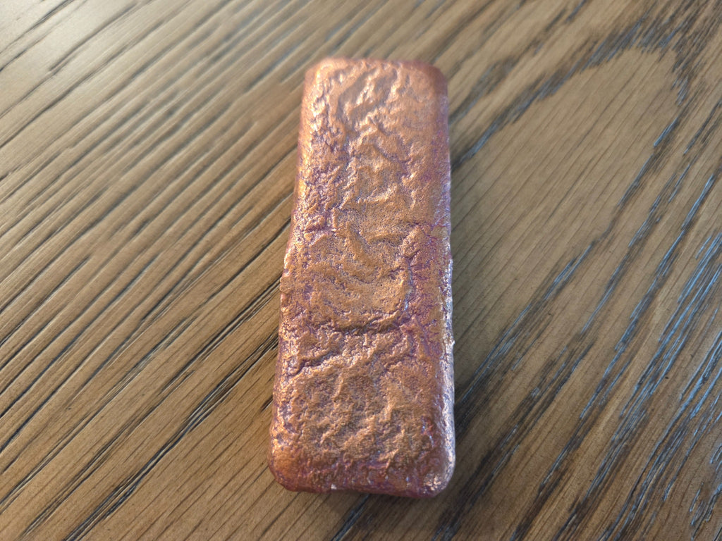 8 oz .999 Copper Hand-Poured Bar – Polished reverse, exact item, SKU 8OZBAR