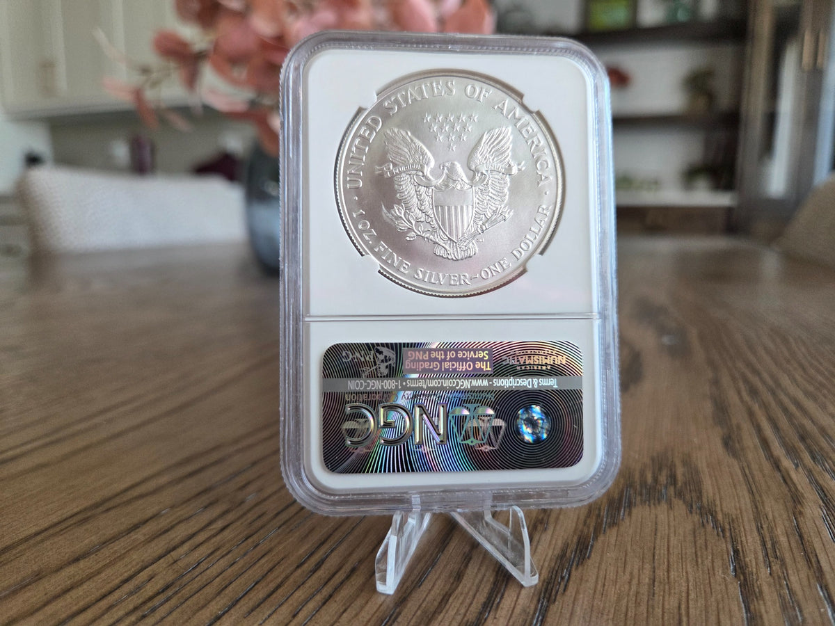 1995 American Silver Eagle NGC MS69 heraldic eagle reverse