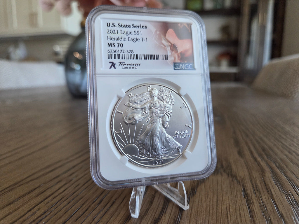 2021 Type 1 Silver Eagle NGC MS70 Tennessee label — obverse