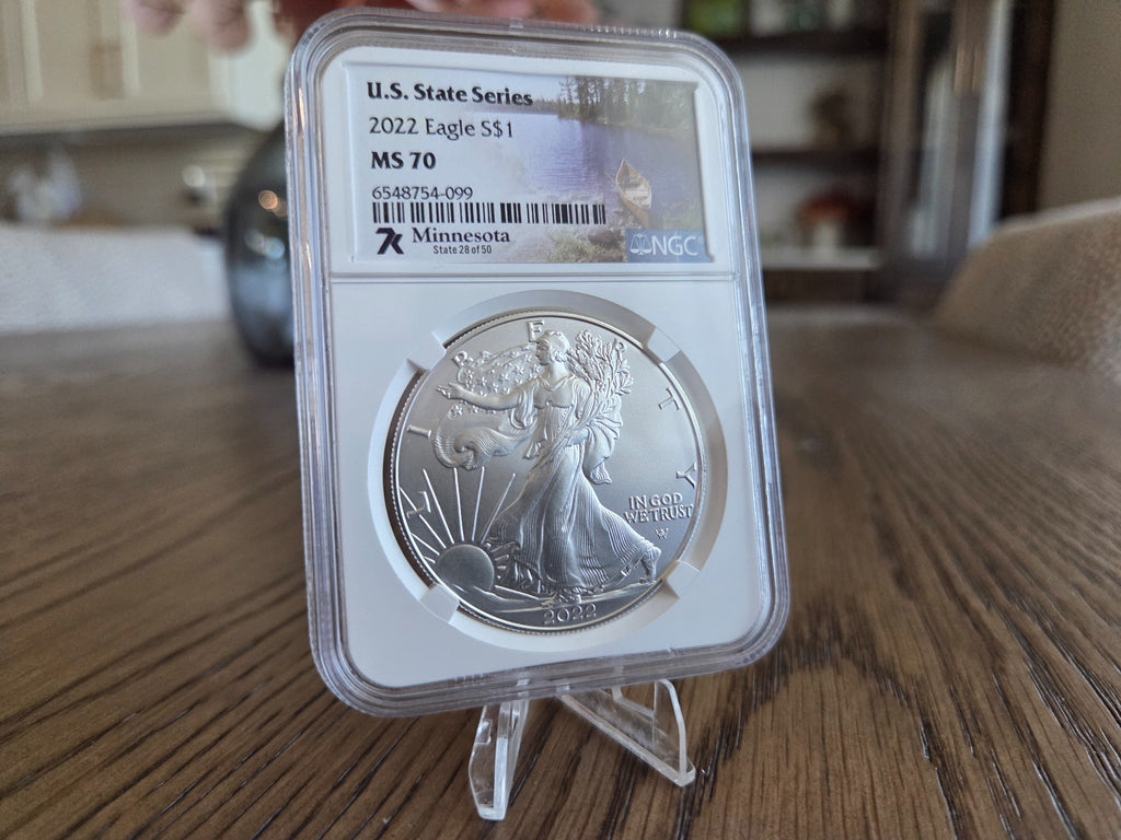 2022 Type 2 Silver Eagle NGC MS70 Minnesota label — obverse