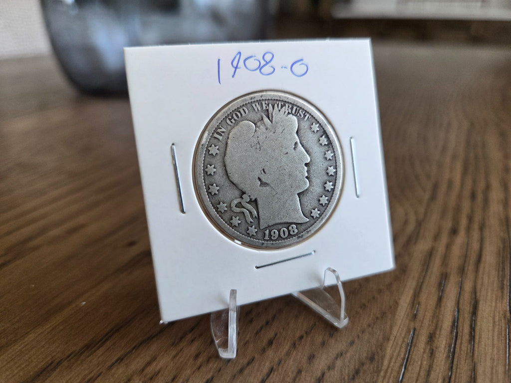 1908-O Barber half dollar, obverse of exact coin BH0004