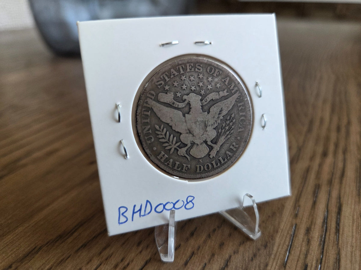 1908-S Barber half dollar, reverse of exact coin BH0008