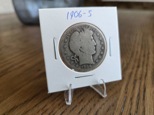 1906-S Barber half dollar, obverse of exact coin BH0010