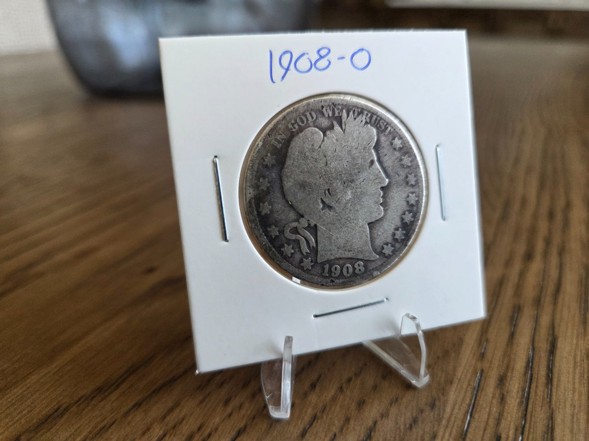1908-O Barber half dollar, obverse of exact coin BH0011