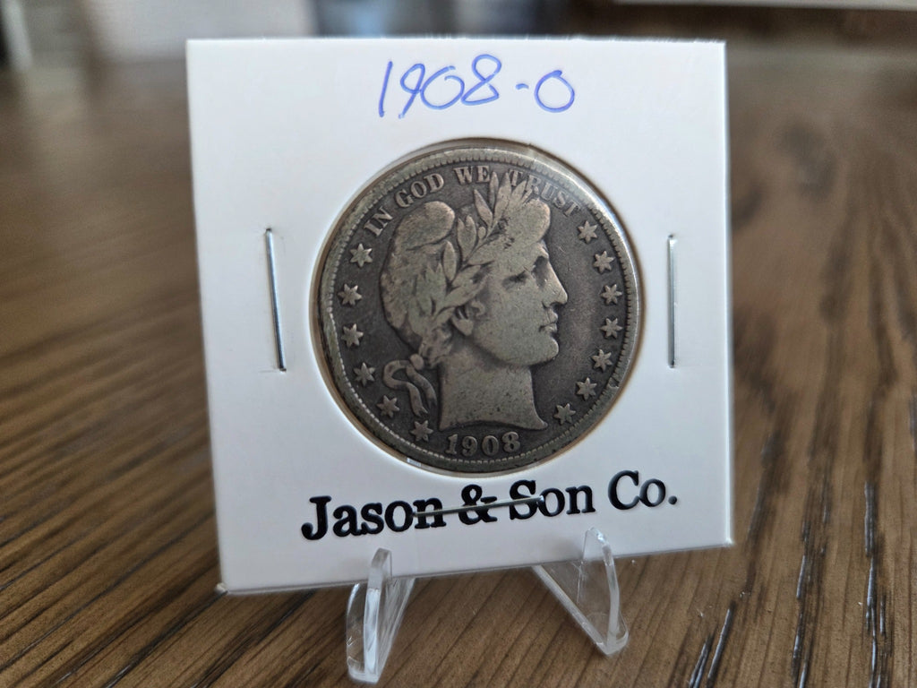 1908-O Barber Half Dollar, obverse, exact coin BH0014