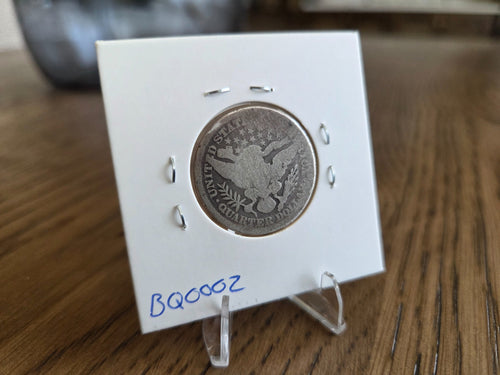 1897 Barber Quarter – Damaged / Slightly Bent – 90% Silver, reverse of exact coin BQ0002