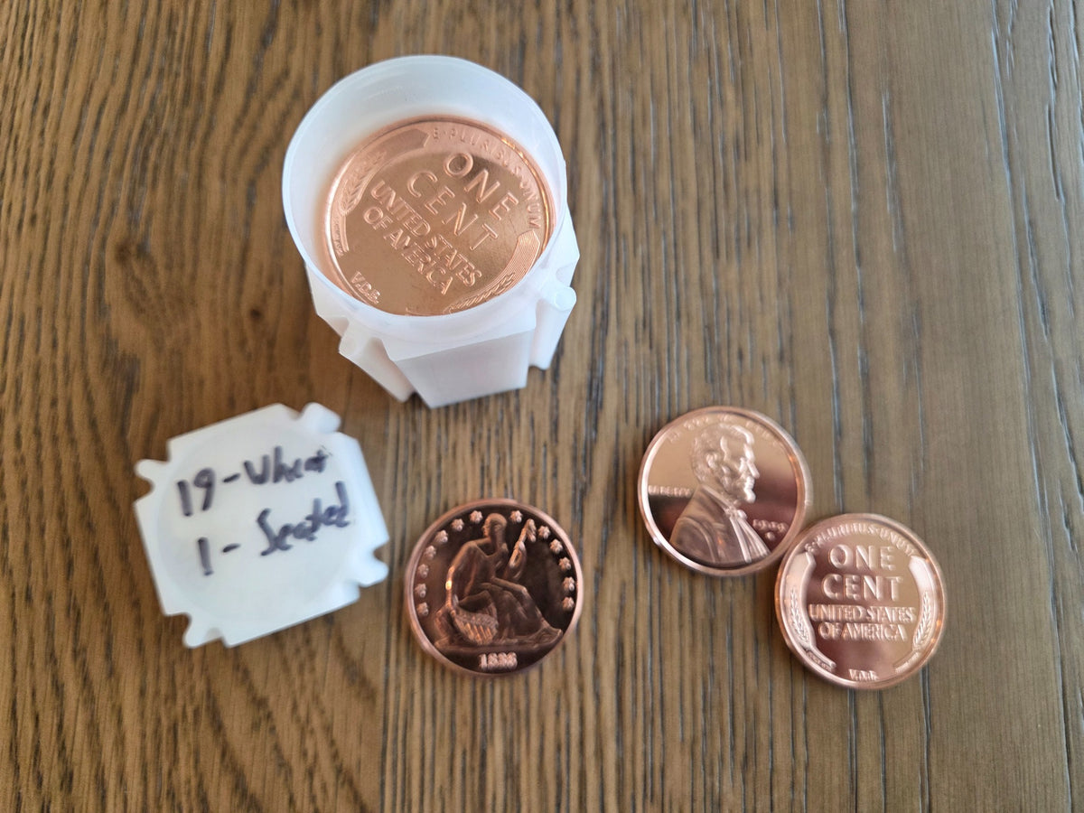 Wheat cent and Seated Liberty copper rounds and tube