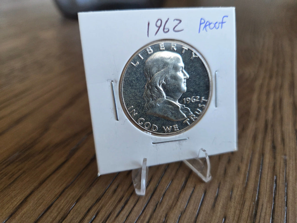 1962 Franklin 90% Silver Proof Half Dollar obverse, exact coin, SKU FH0018