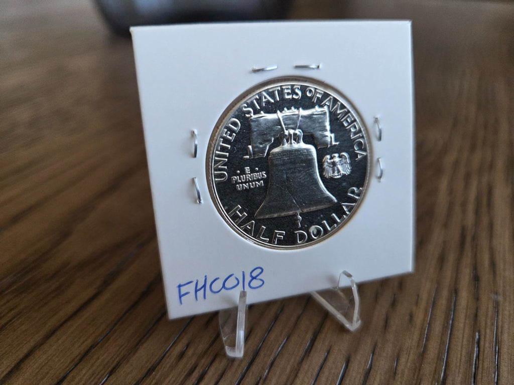 1962 Franklin 90% Silver Proof Half Dollar reverse, exact coin, SKU FH0018