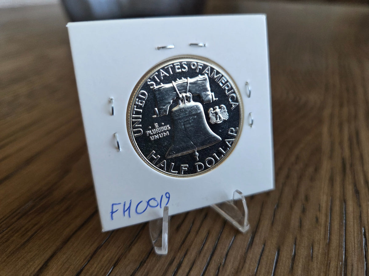 1962 Franklin 90% Silver Proof Half Dollar reverse, exact coin, SKU FH0019