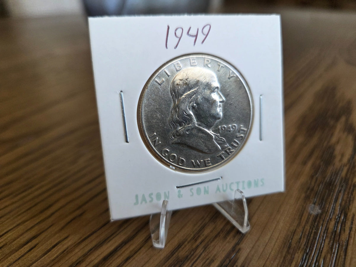 1949 Franklin Half Dollar – 90% Silver, obverse of exact coin FHD0001