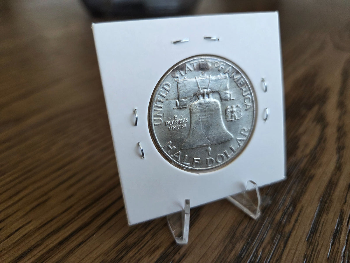 1958-D Franklin Half Dollar – 90% Silver, reverse of exact coin FHD0003