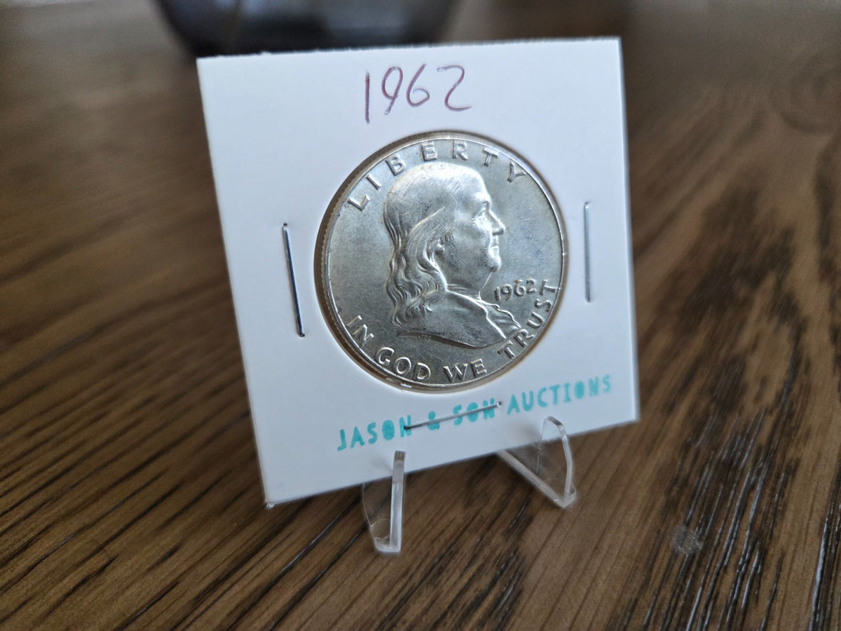 1962 Franklin half dollar, obverse of exact coin FHD0006