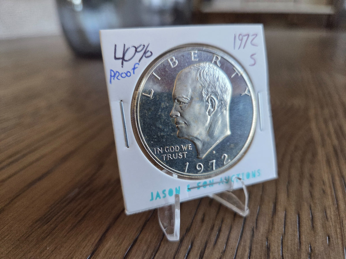 1972-S Eisenhower 40% Silver Proof Dollar obverse, exact coin, SKU IKE0001