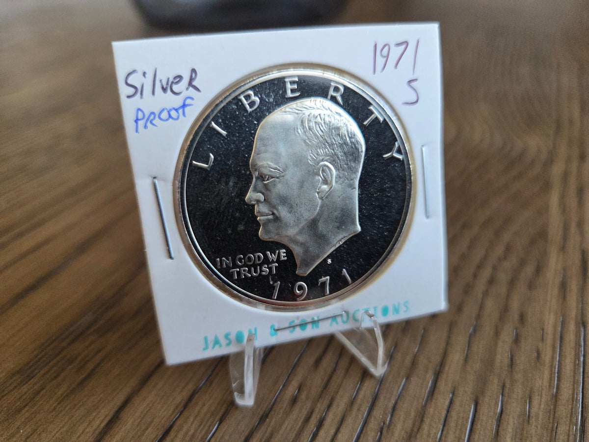 1971-S Eisenhower 40% Silver Proof Dollar obverse, exact coin, SKU IKE0003