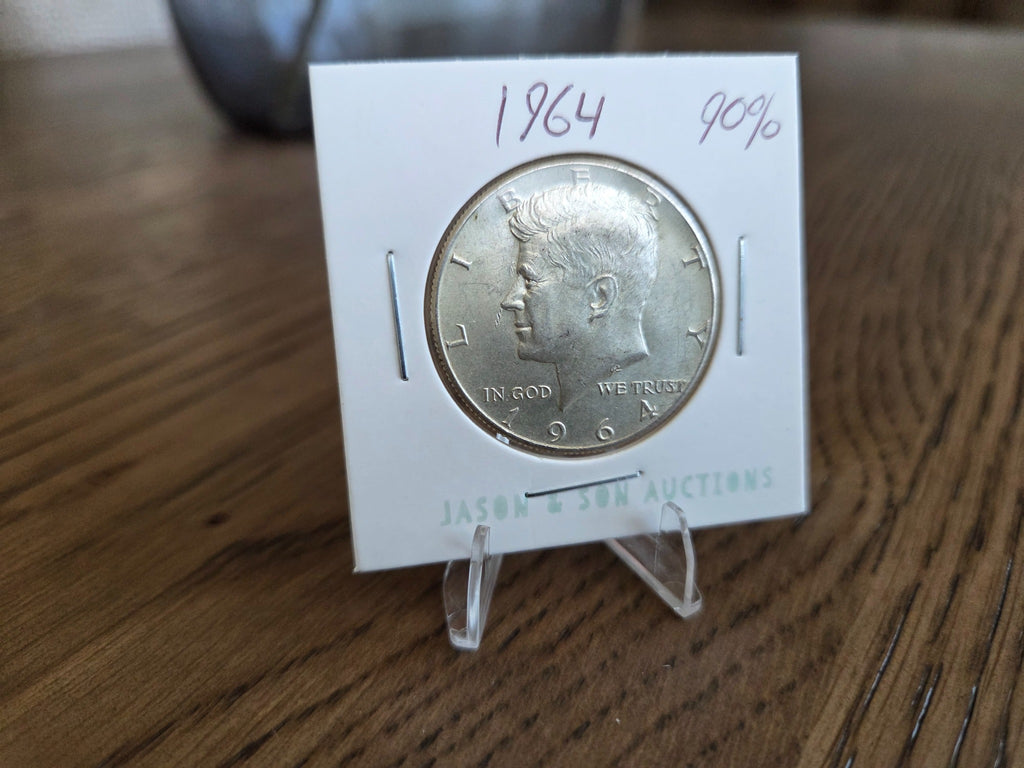 1964 Kennedy Half Dollar – 90% Silver, obverse of exact coin KH0001
