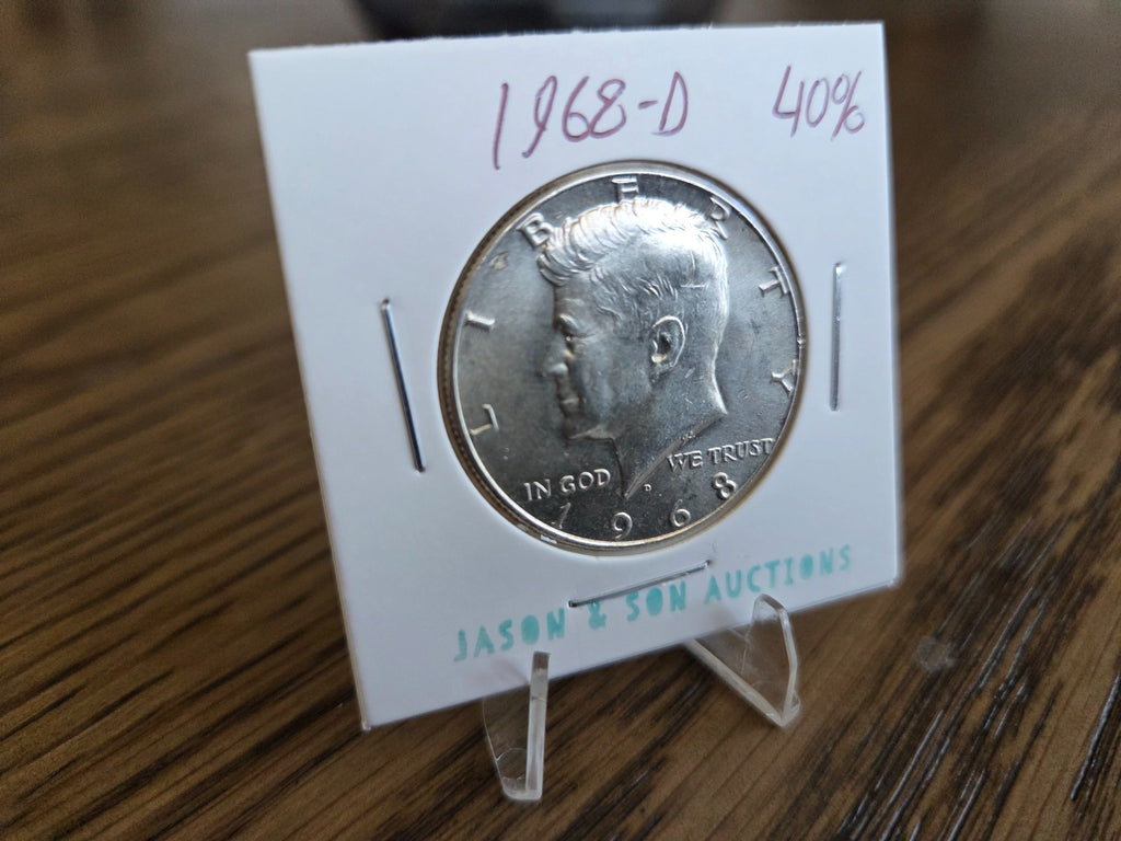 1968-D Kennedy half dollar, obverse of exact coin KH0004