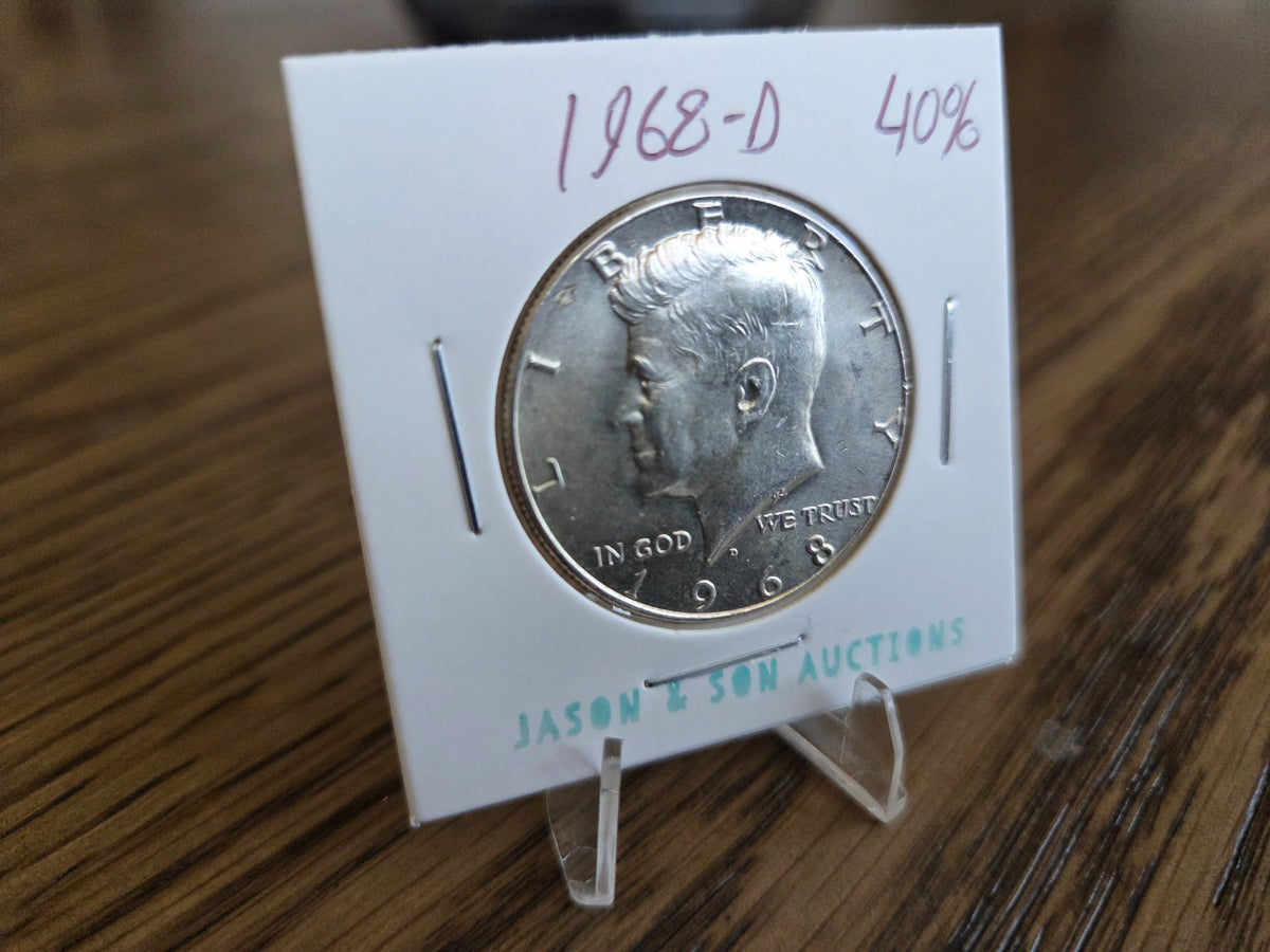 1968-D Kennedy half dollar, obverse of exact coin KH0004