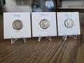 Obverses of exact 1945 P D S Mercury dime set MD0002
