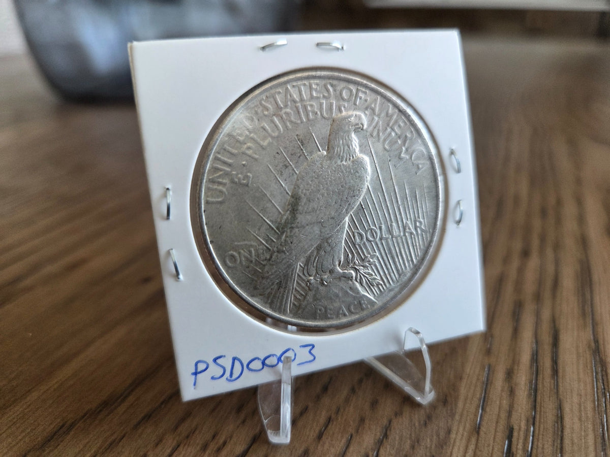 1923 Peace Dollar – 90% Silver, reverse of exact coin PSD0003