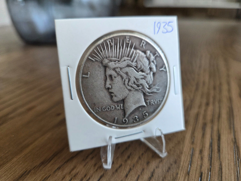 1935 Peace Dollar – 90% Silver, obverse of exact coin PSD0005