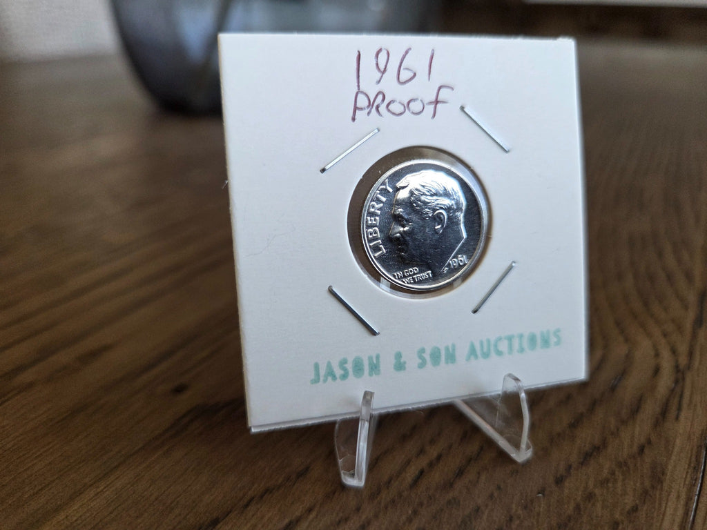 1961 Roosevelt Proof Dime – 90% Silver, obverse of exact coin RD0001