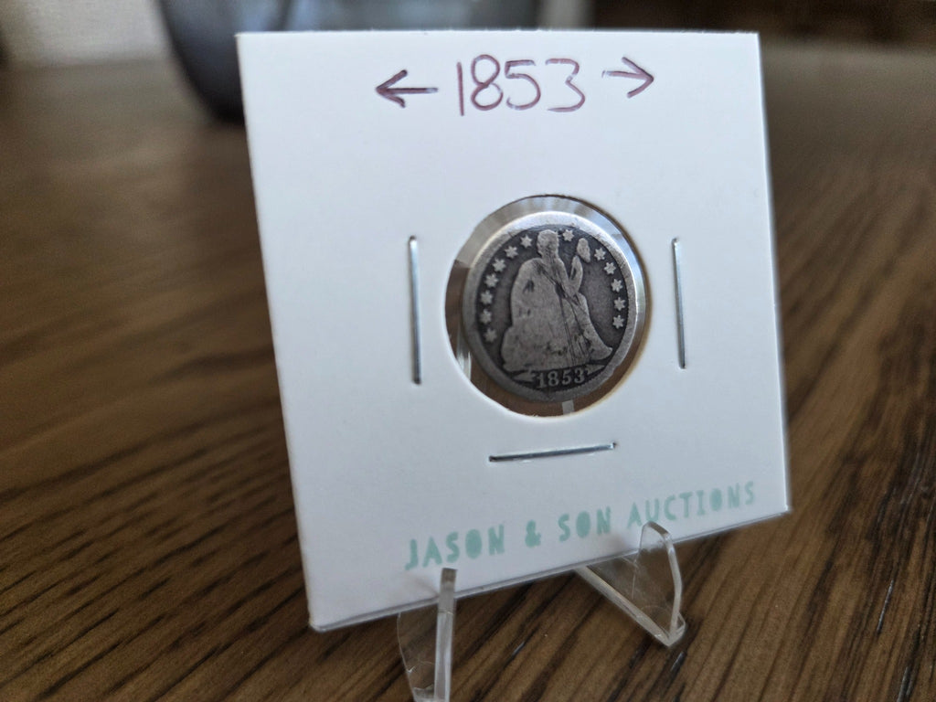 1853 Seated Liberty dime with arrows, obverse of exact coin SLD0001