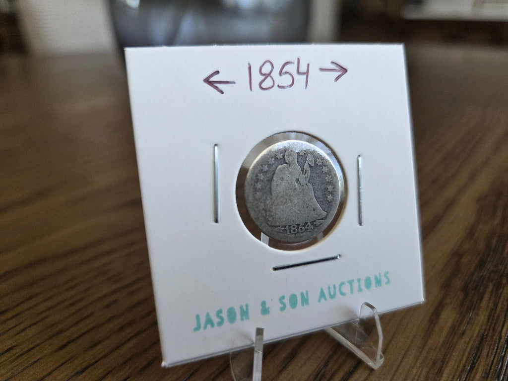 1854 Seated Liberty dime with arrows, obverse of exact coin SLD0003