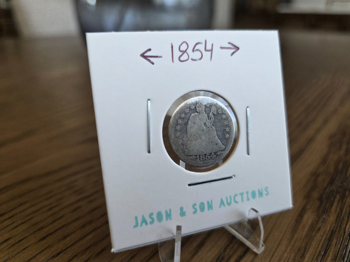 1854 Seated Liberty dime with arrows, obverse of exact coin SLD0003