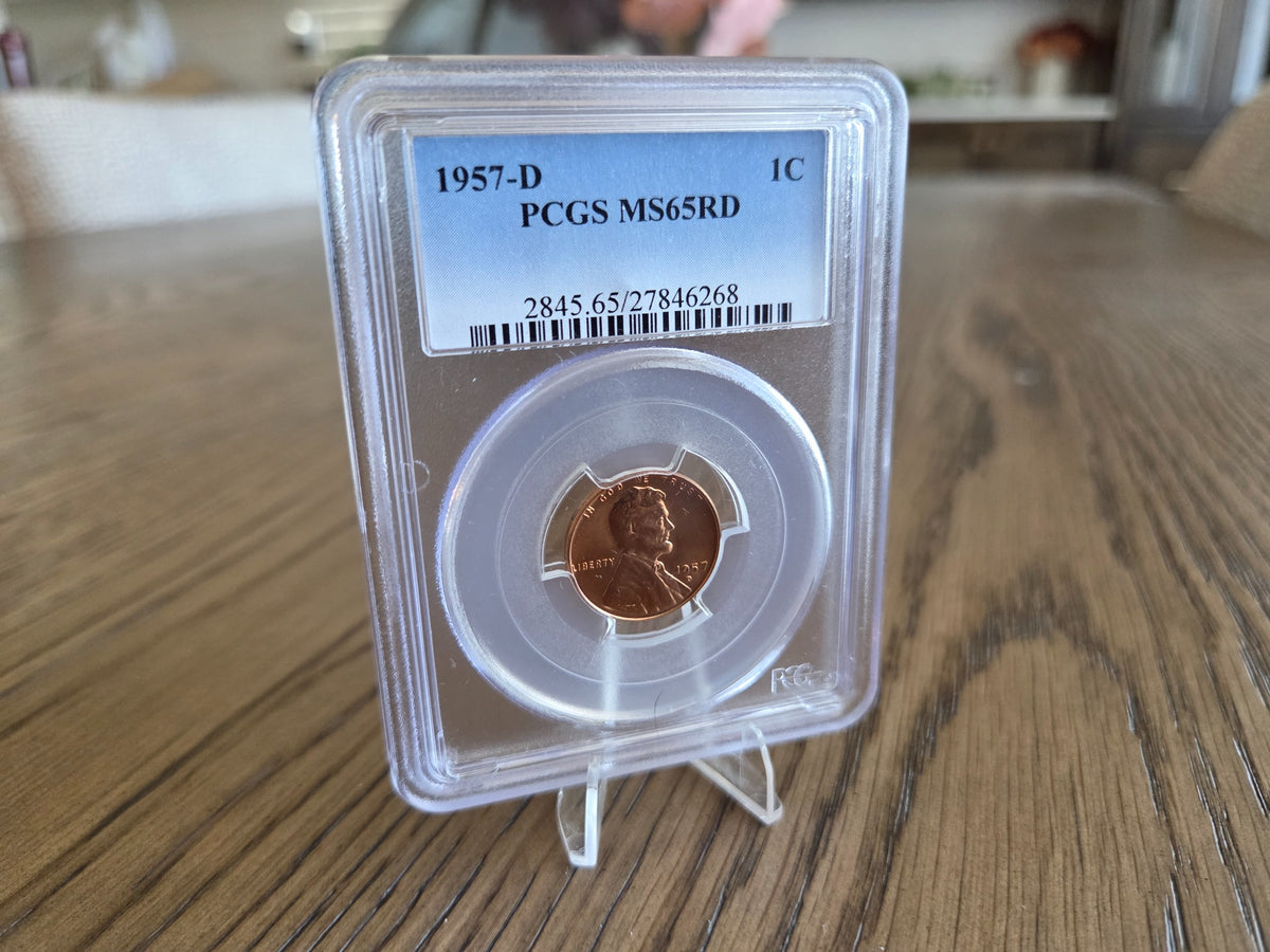 1957-D Lincoln wheat cent PCGS MS65RD — obverse
