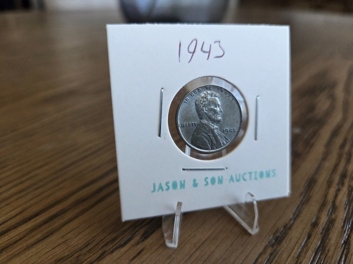 1943 Lincoln Steel Wheat Cent, obverse of exact coin WCS0004