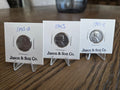 1943 P D S steel Lincoln wheat cents three coin set – obverse/design side