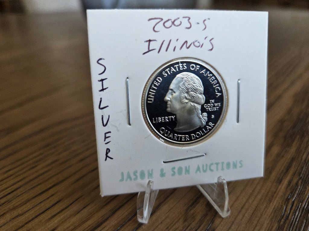 2003-S Illinois Washington Proof Quarter – 90% Silver, obverse of exact coin WQ0001