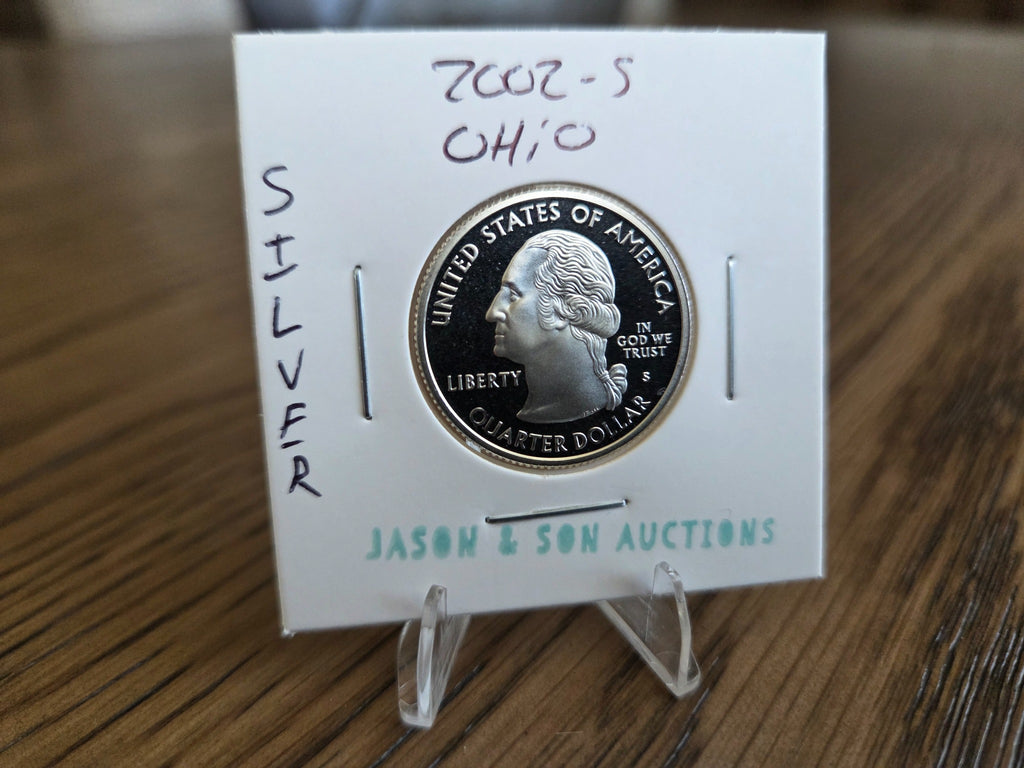 2002-S Ohio Washington Proof Quarter – 90% Silver, obverse of exact coin WQ0002