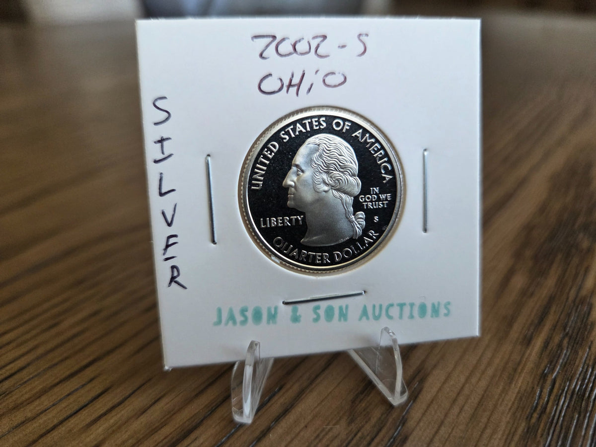 2002-S Ohio Washington Proof Quarter – 90% Silver, obverse of exact coin WQ0002