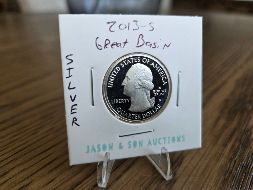 2013-S Great Basin Washington Proof Quarter – 90% Silver, obverse of exact coin WQ0003