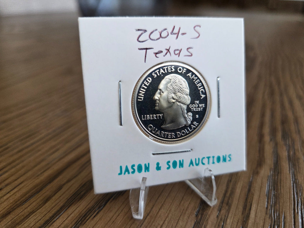 2004-S Texas silver proof quarter, obverse of exact coin WQ0013