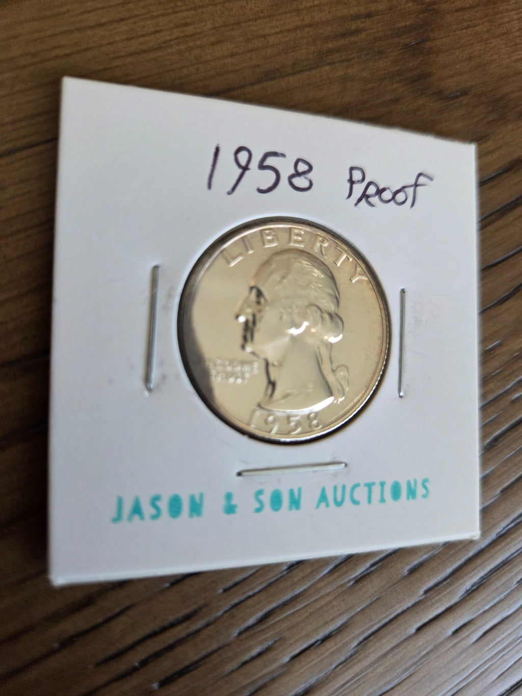1963 Washington Proof Quarter close-up showing dark toning spot near rim, exact coin, SKU WQ0025