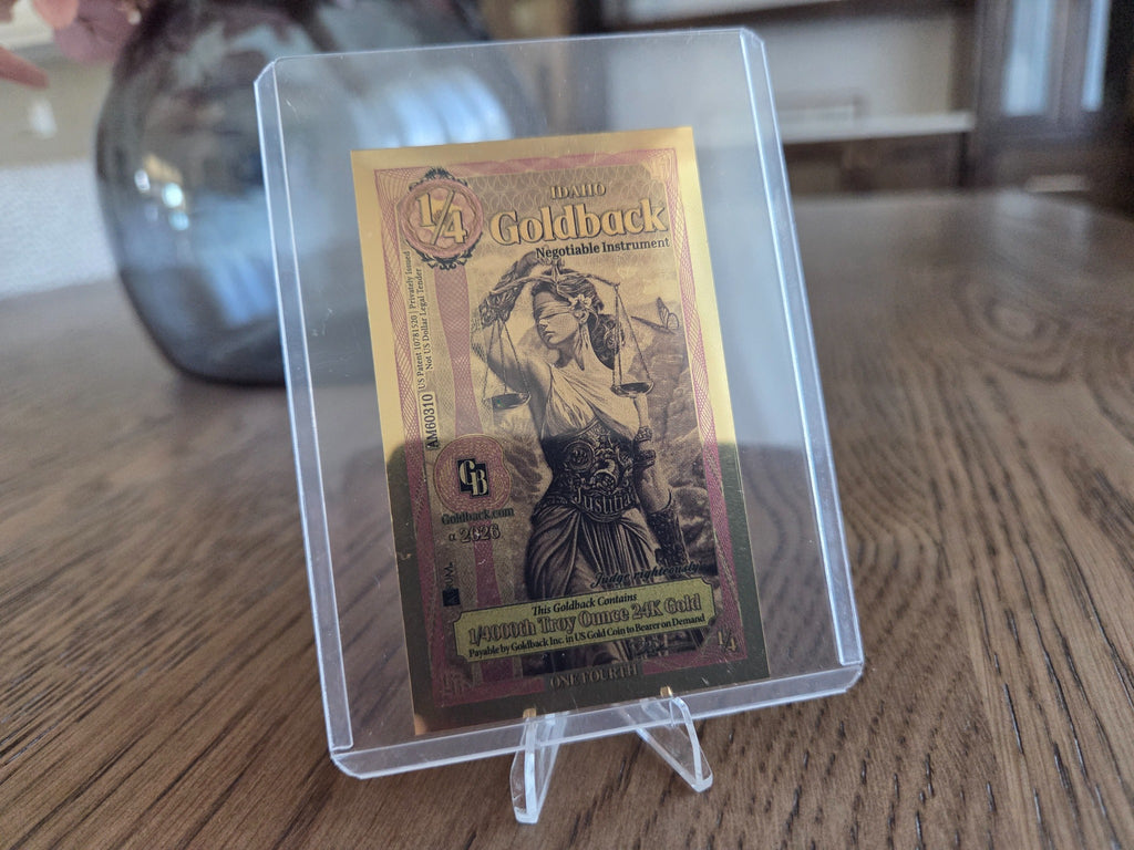 Idaho 1/4 Goldback Alpha Series obverse, representative image
