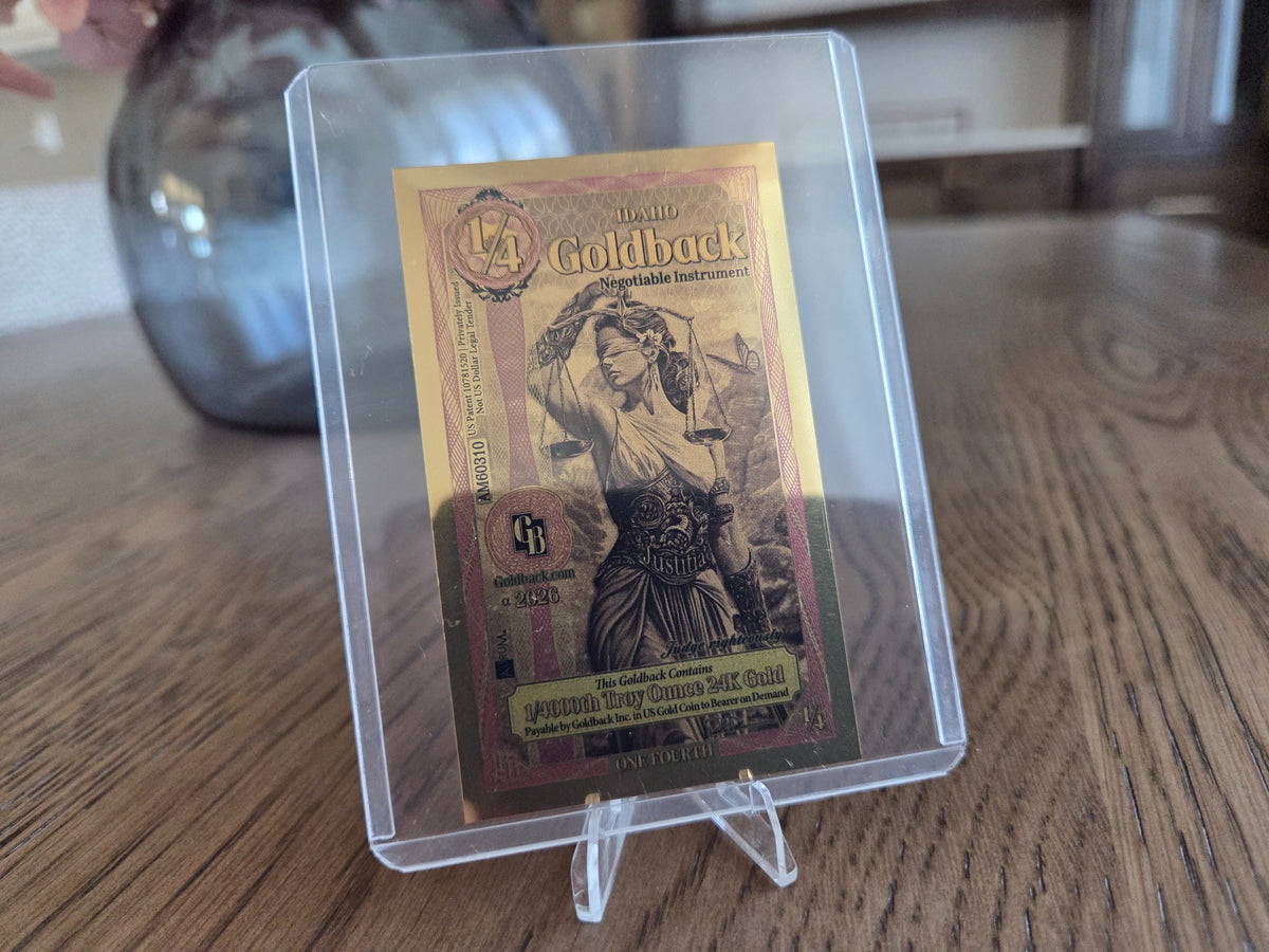 Idaho 1/4 Goldback Alpha Series obverse, representative image